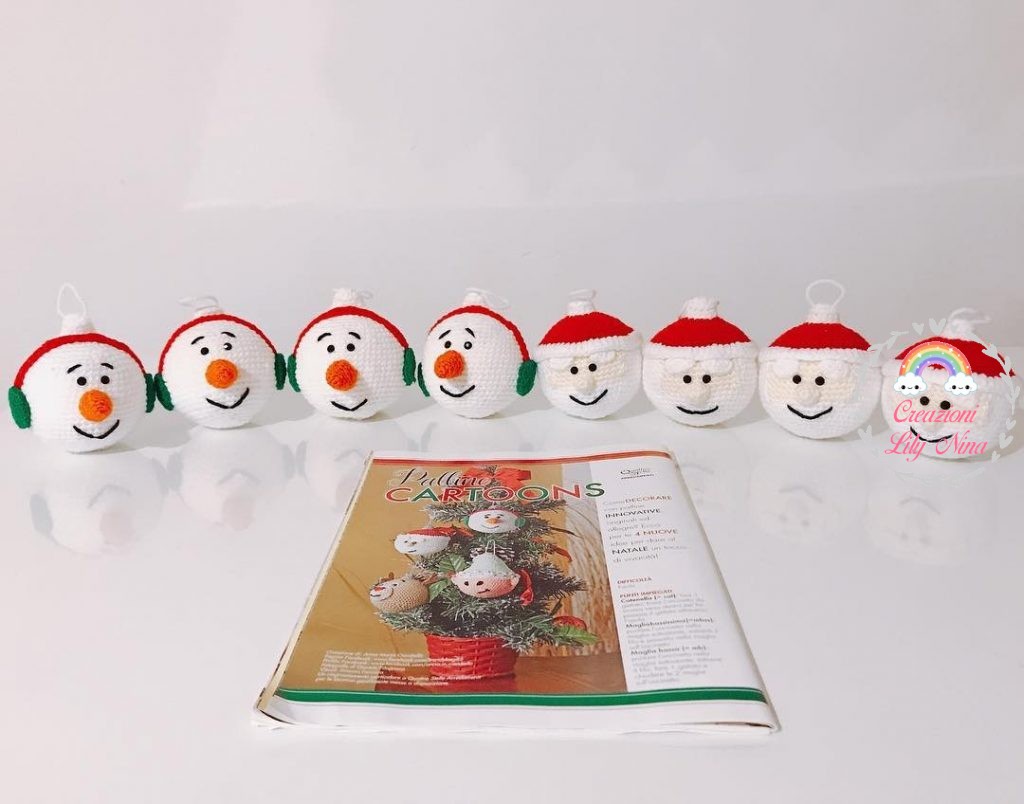 Palline personalizzate fatte a mano con uncinetto pupazzi di neve