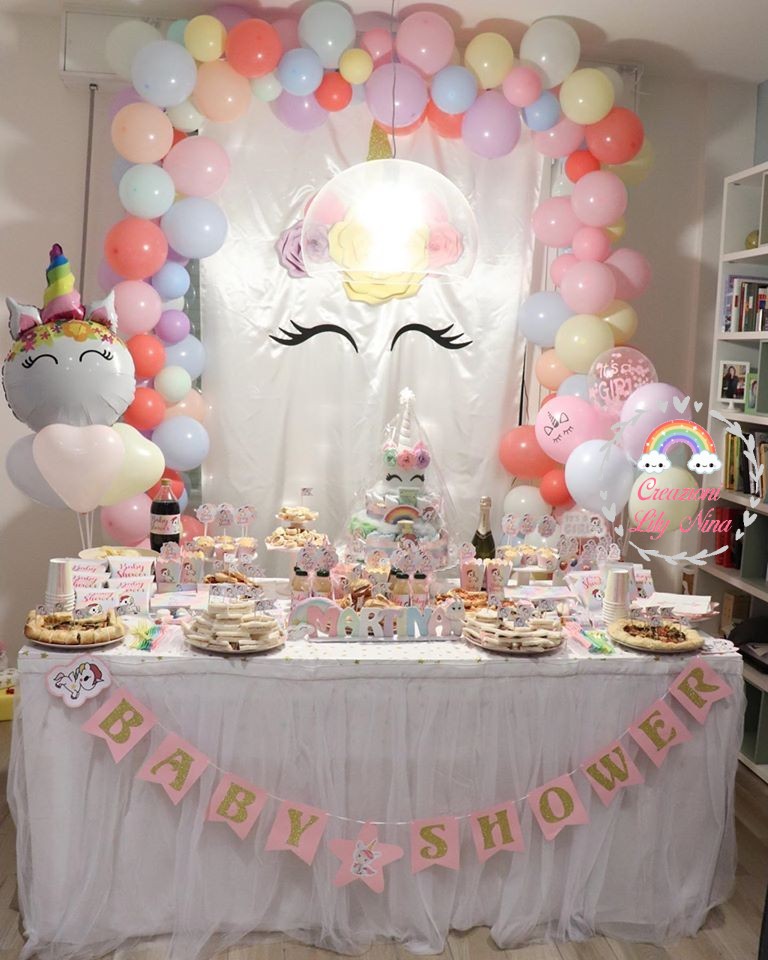 6pcs Palloncino Unicorno Tema Numero Scenario Baby Shower / Festa di  Compleanno