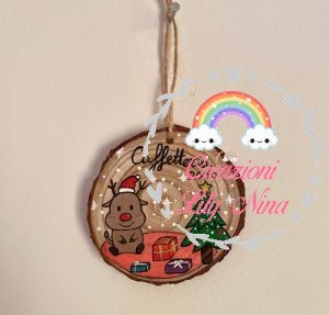 LYTIVAGEN 32 Pezzi Set di Ornamenti di Natale in Acrilico Trasparente con Nastro Rosso Dischi Acrilici Portachiavi Trasparente Vuoti Ciondoli Natalizi per Etichetta Regalo, Artigianato Fai-da-Te