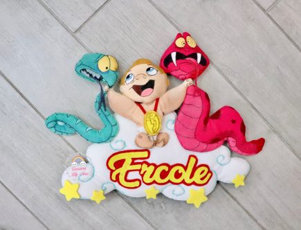 Fiocco Nascita a tema Baby Hercoles personalizzato con nome Ercole