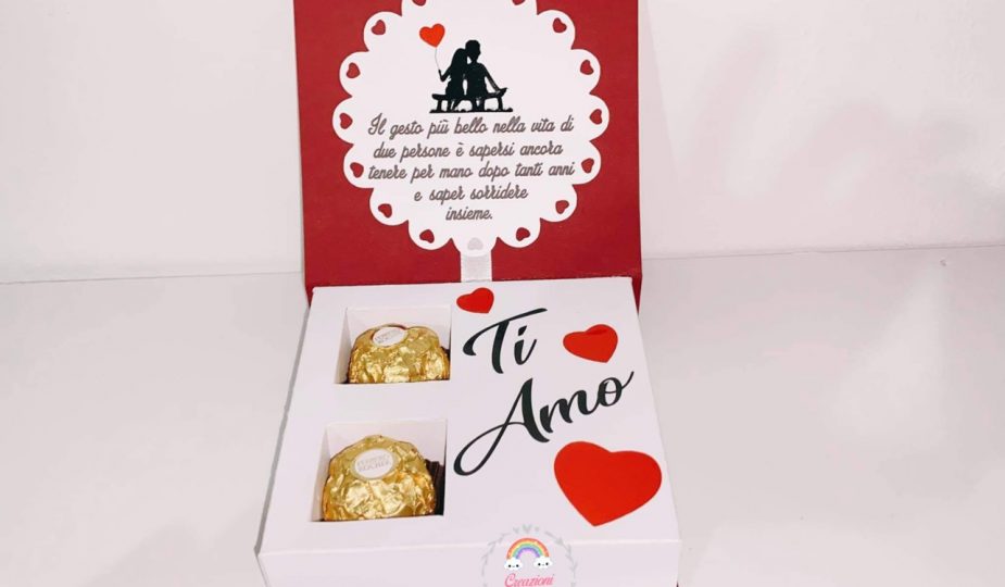 Scatola regalo San Valentino Ferrero Rocher personalizzata frasi foto nomi