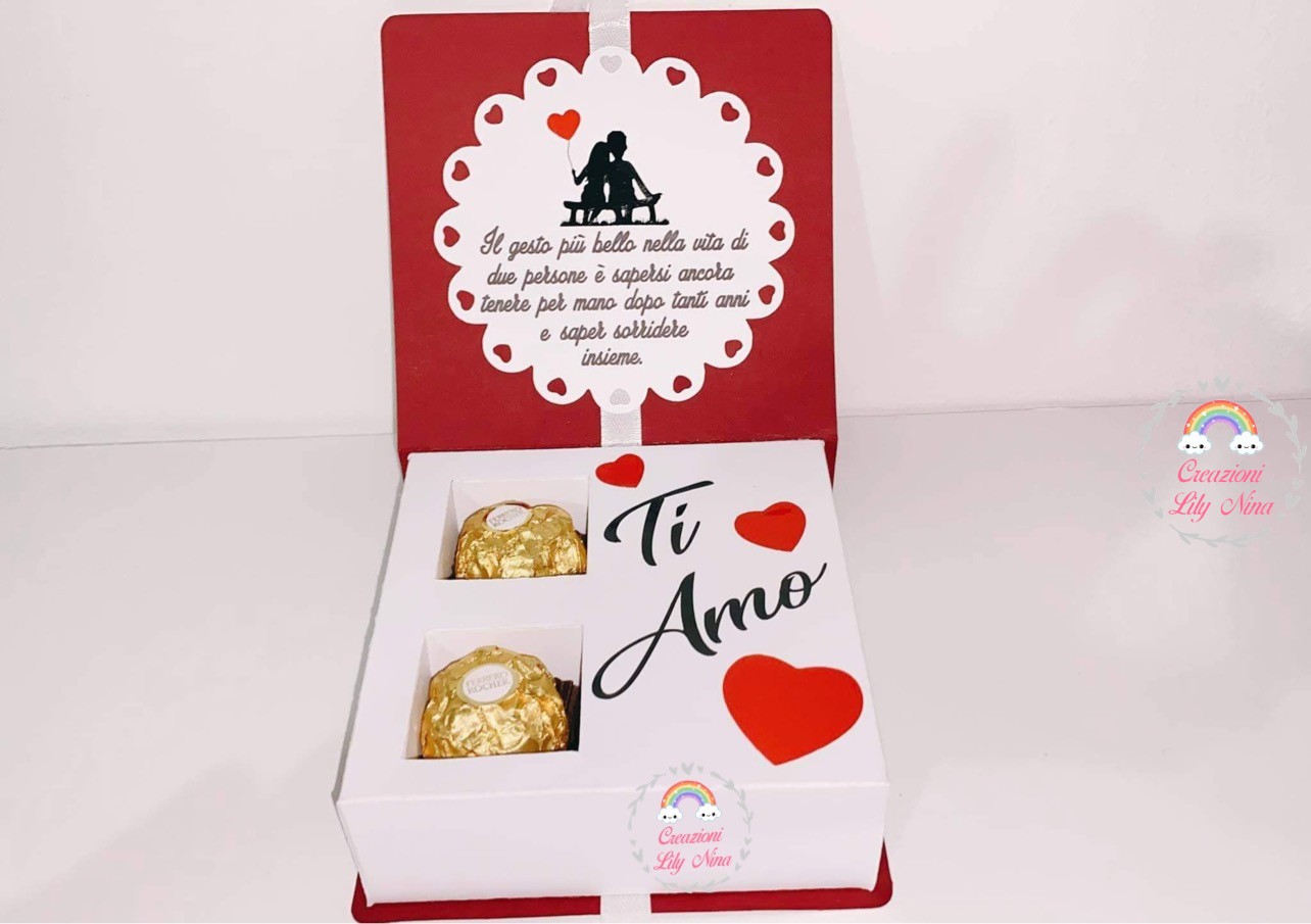 Scatola regalo San Valentino Ferrero Rocher personalizzata frasi foto nomi
