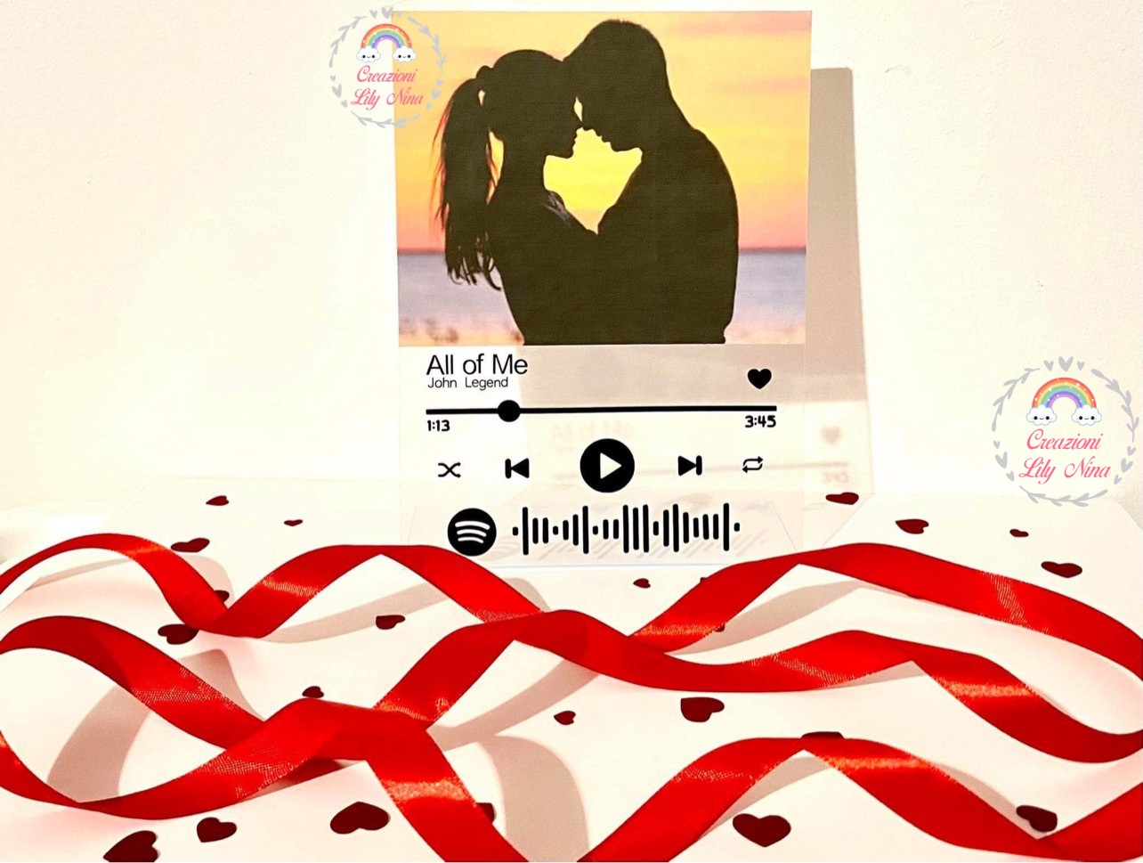 Scatola cuore San Valentino con quadro canzone Spotify personalizzato