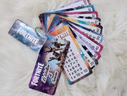 Tabelline plastificate Fornite con nome Simone