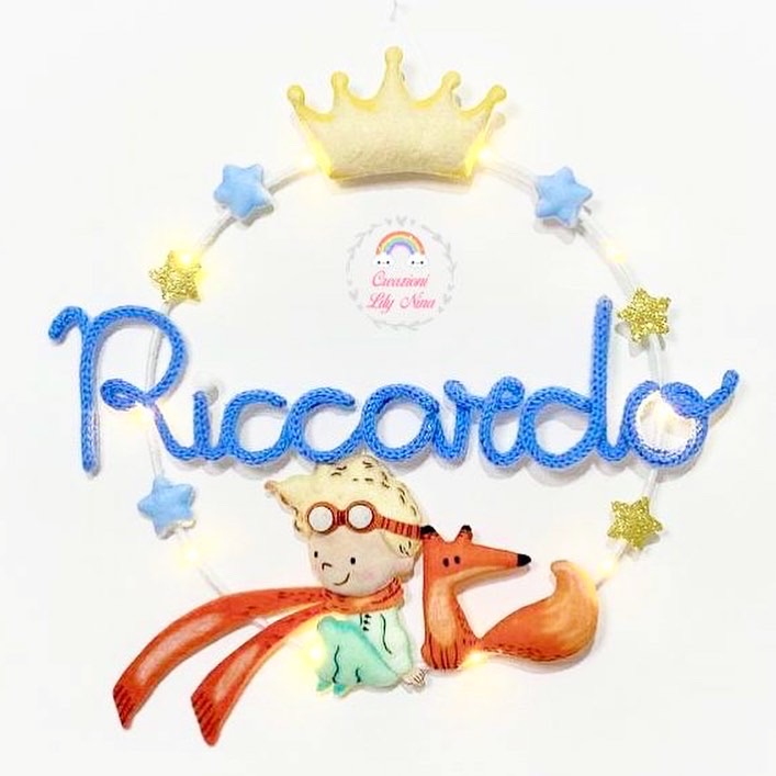 Fiocco nascita tricotin piccolo principe nome Riccardo 