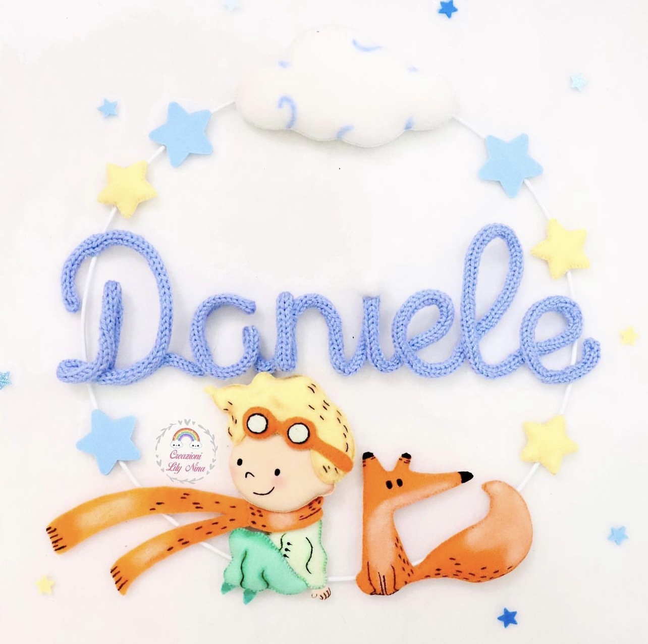 Fiocco nascita piccolo principe con nome Daniele