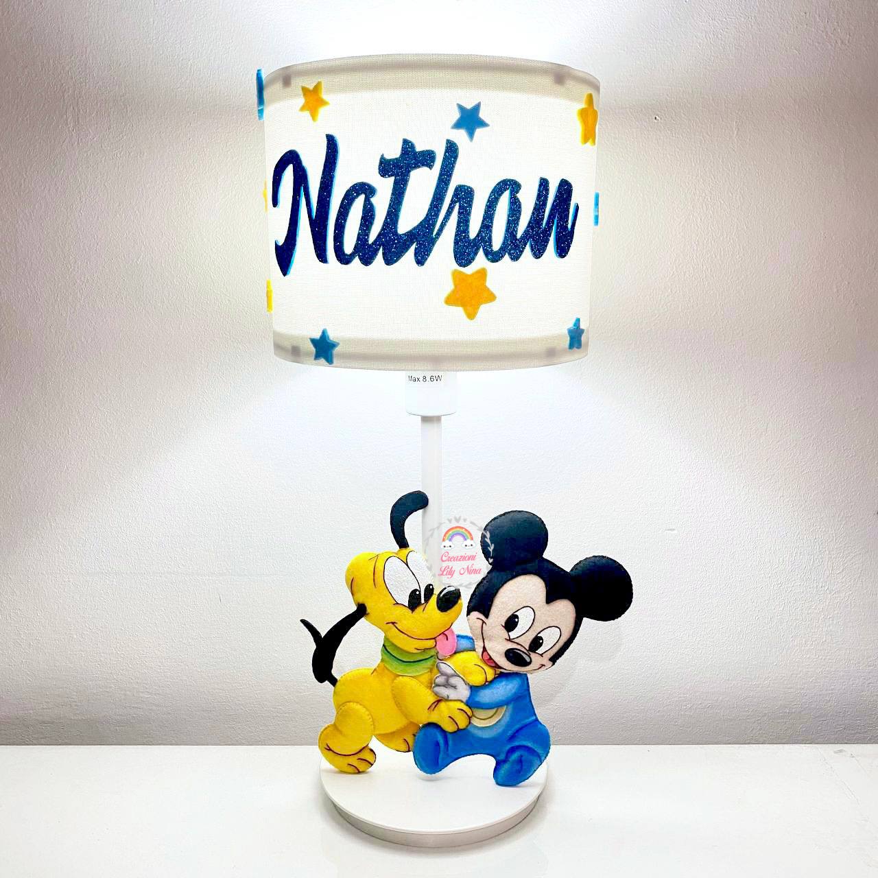 Lampada topolino e Pluto personalizzato con nome Nathan