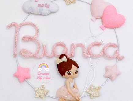 Fiocco nascita ballerina con nome Bianca