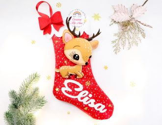 Calza Befana natalizia cerbiatta personalizzato con nome