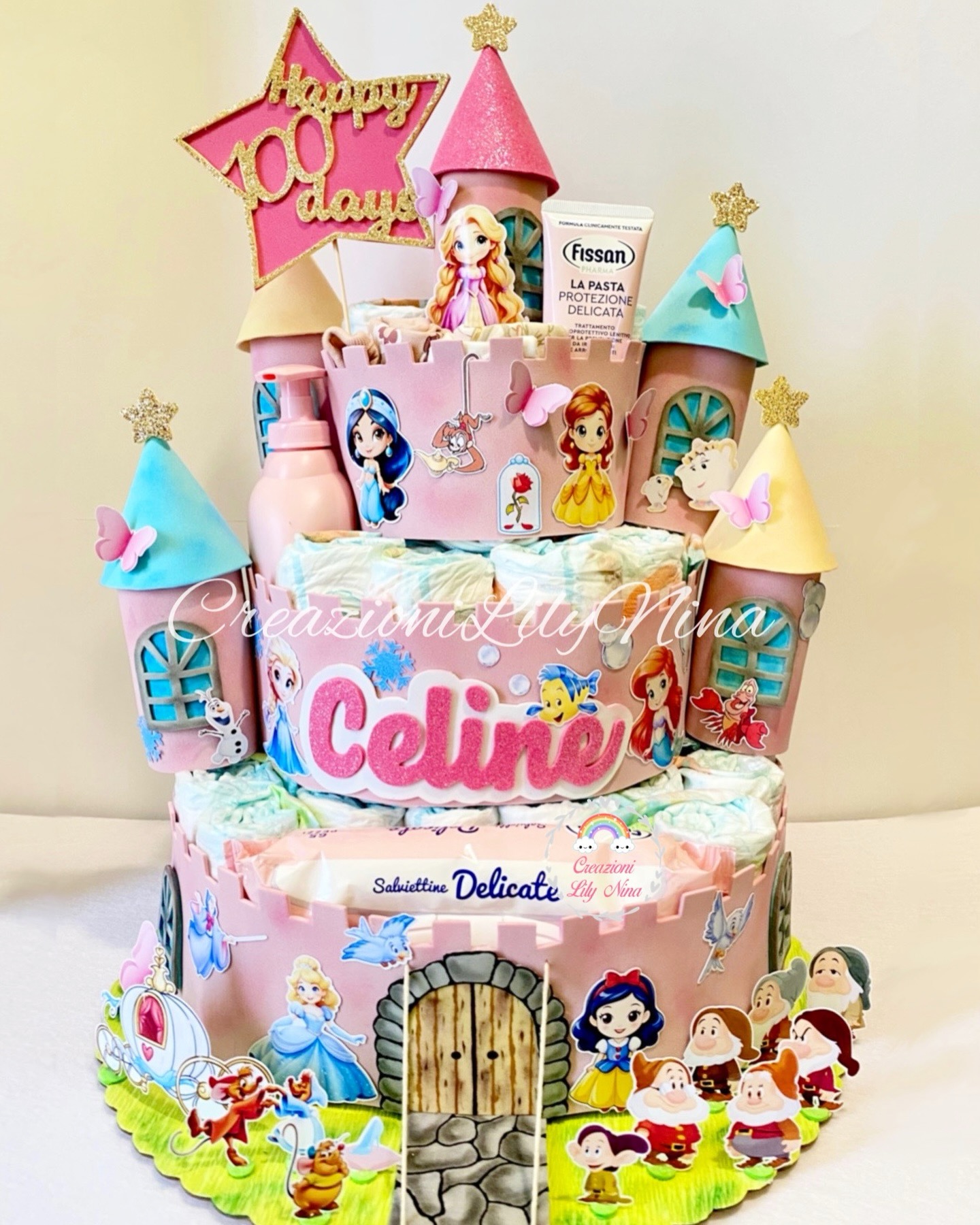 Tortapannolini Principesse Disney con nome Celine 