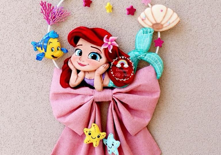 Fiocco nascita Ariel principessa fatto a mano idee regalo diy handmade