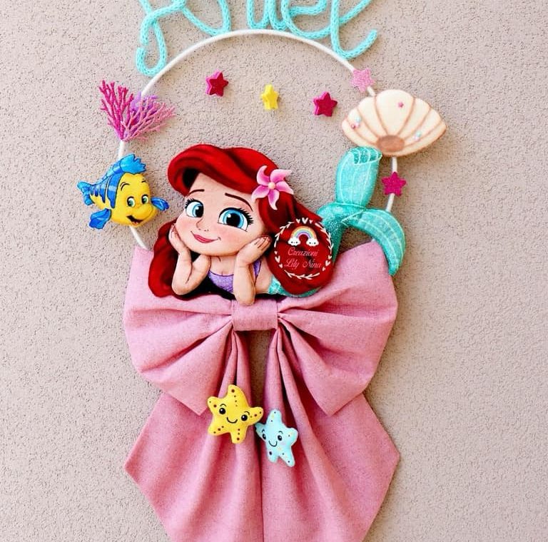 Fiocco nascita Ariel principessa fatto a mano idee regalo diy handmade