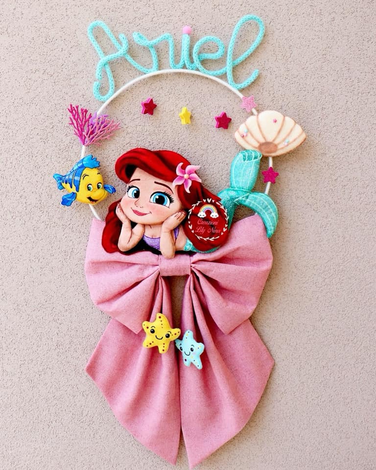 Fiocco nascita Ariel principessa fatto a mano idee regalo diy handmade 