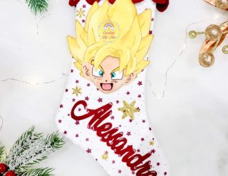 Calza befana natalizia Goku nome Alessandro feltro pannolenci diy idee regalo