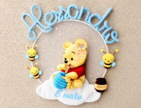 Fiocco nascita Winnie the Pooh e apine in feltro pannolenci diy