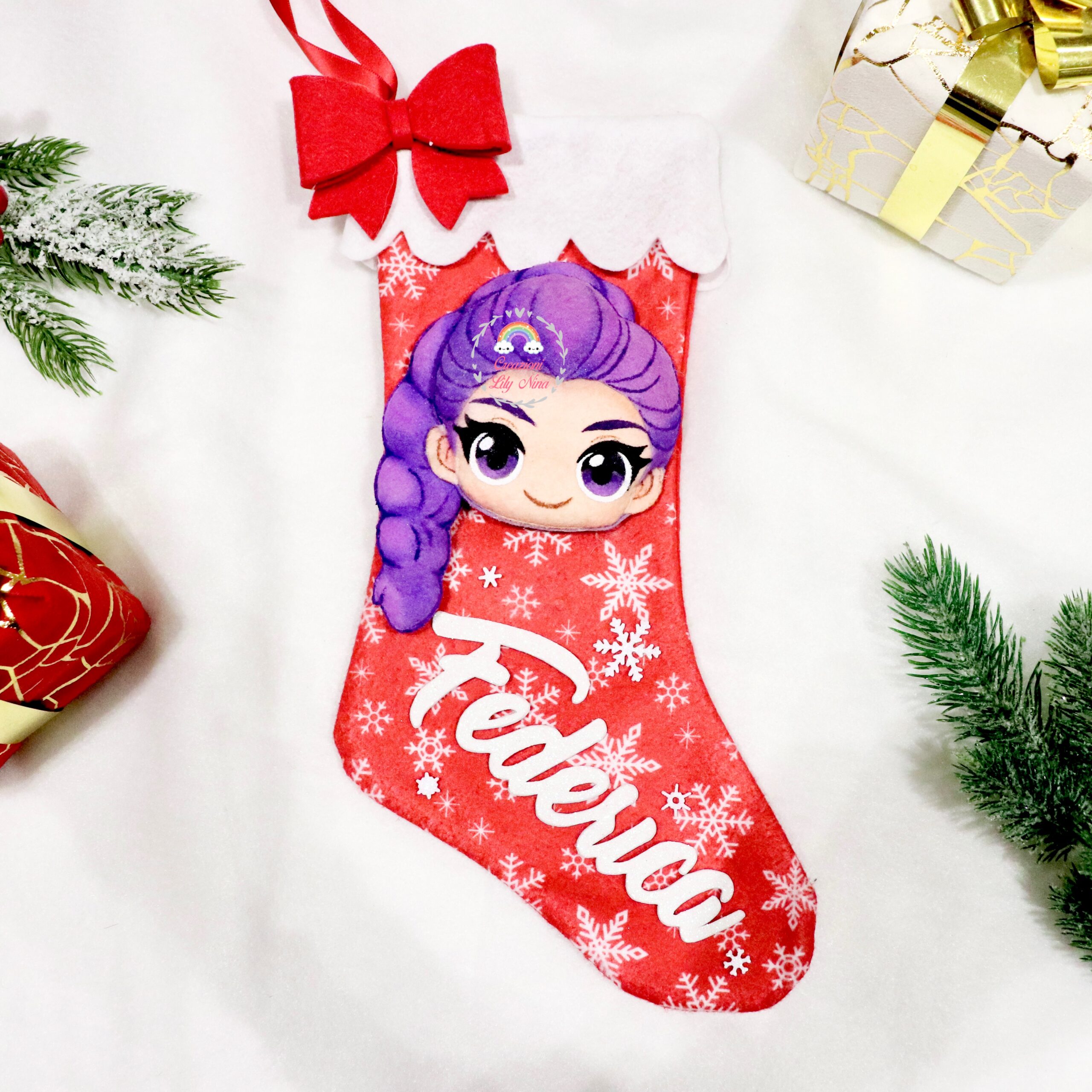 Calza Natale Befana Demon Hunters Rumi con nome Federica