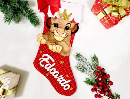 Calza natalizia befana Simba Re Leone con nome Edoardo in feltro pannolenci idee regalo