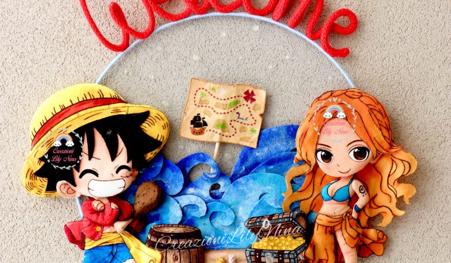 Fuoriporta ghirlanda a tema One Piece per l’ingresso di casa