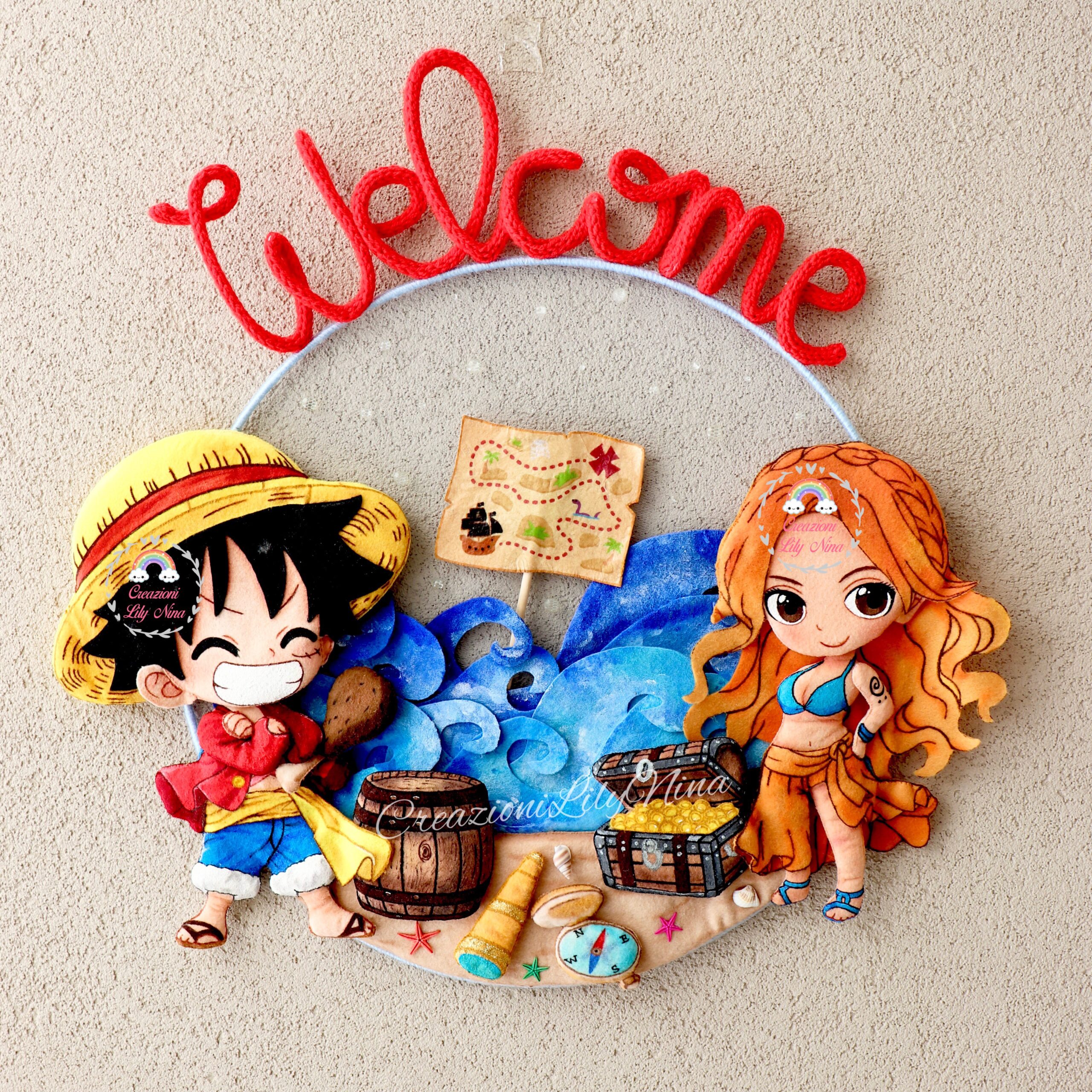 Fuoriporta ghirlanda a tema One Piece per l’ingresso di casa